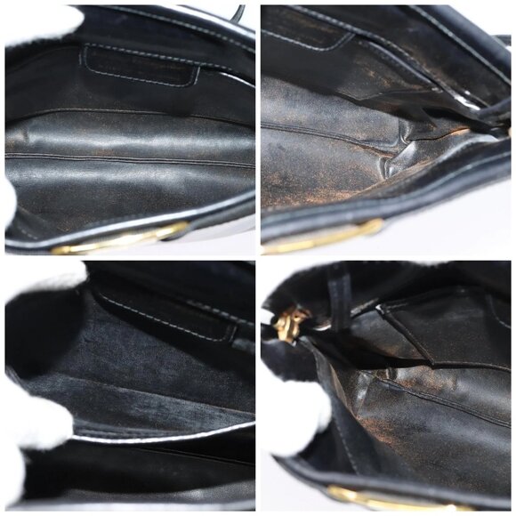 Salvatore Ferragamo Vala Shoulder Bag Leather Black Silver Auth - Picture 14 of 15